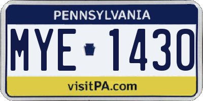 PA license plate MYE1430