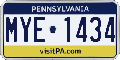 PA license plate MYE1434