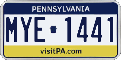 PA license plate MYE1441