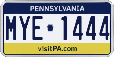 PA license plate MYE1444
