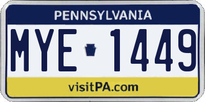 PA license plate MYE1449