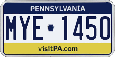 PA license plate MYE1450