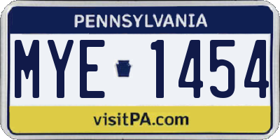 PA license plate MYE1454