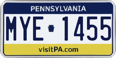PA license plate MYE1455