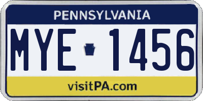 PA license plate MYE1456
