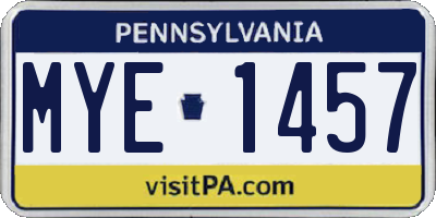 PA license plate MYE1457