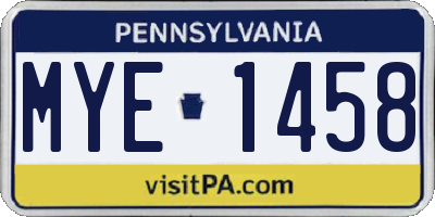 PA license plate MYE1458