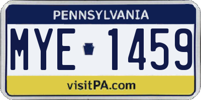 PA license plate MYE1459