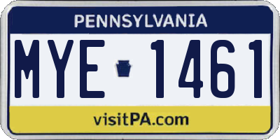 PA license plate MYE1461