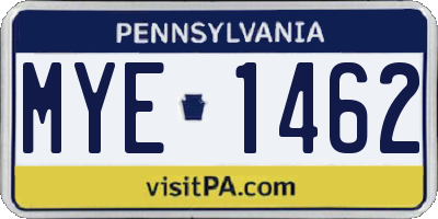 PA license plate MYE1462