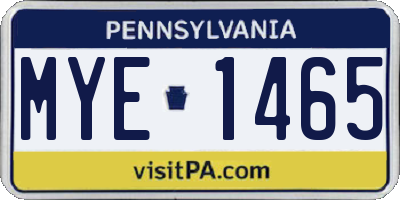 PA license plate MYE1465