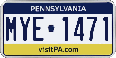 PA license plate MYE1471