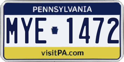 PA license plate MYE1472