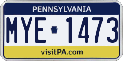 PA license plate MYE1473