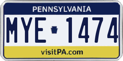 PA license plate MYE1474