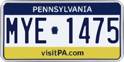 PA license plate MYE1475