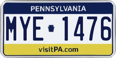 PA license plate MYE1476
