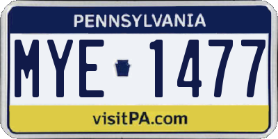 PA license plate MYE1477