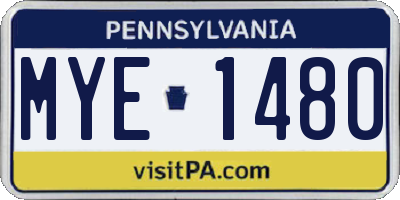 PA license plate MYE1480