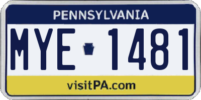 PA license plate MYE1481