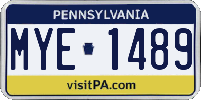 PA license plate MYE1489