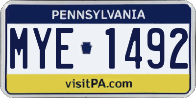 PA license plate MYE1492
