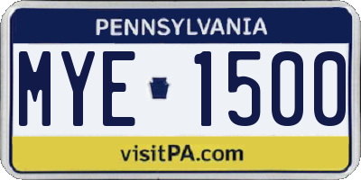 PA license plate MYE1500