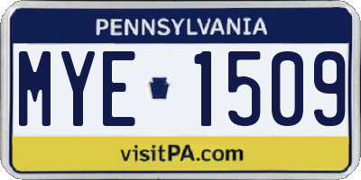PA license plate MYE1509