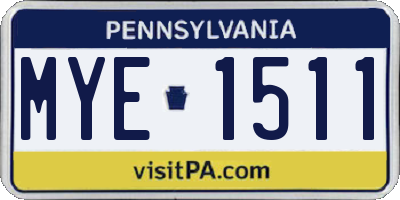 PA license plate MYE1511