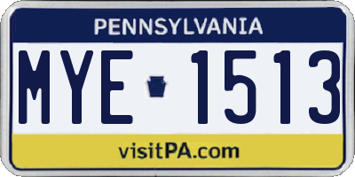 PA license plate MYE1513