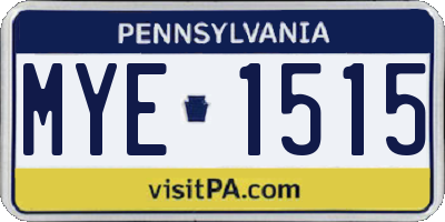 PA license plate MYE1515