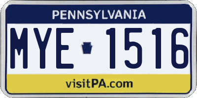 PA license plate MYE1516