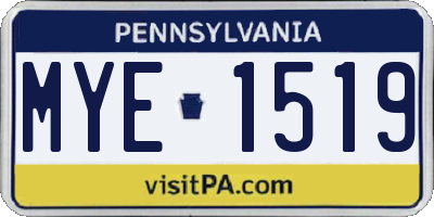 PA license plate MYE1519