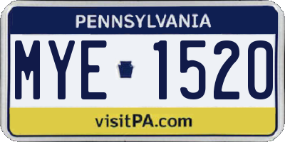 PA license plate MYE1520