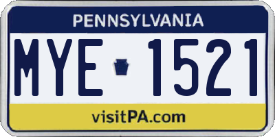 PA license plate MYE1521