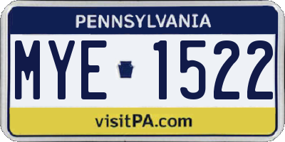 PA license plate MYE1522