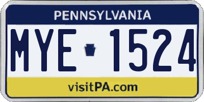 PA license plate MYE1524