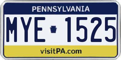 PA license plate MYE1525