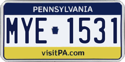 PA license plate MYE1531