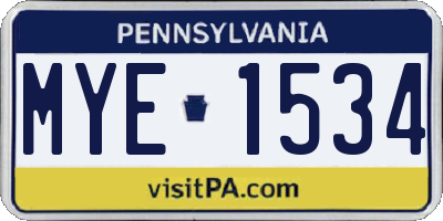 PA license plate MYE1534