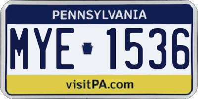 PA license plate MYE1536