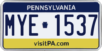 PA license plate MYE1537