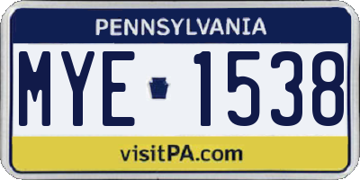 PA license plate MYE1538