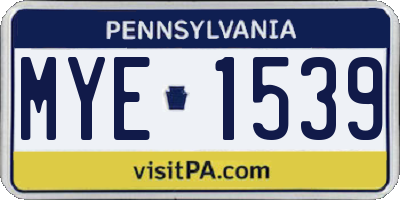 PA license plate MYE1539