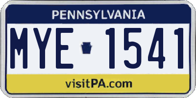 PA license plate MYE1541