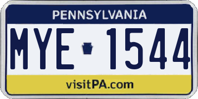 PA license plate MYE1544