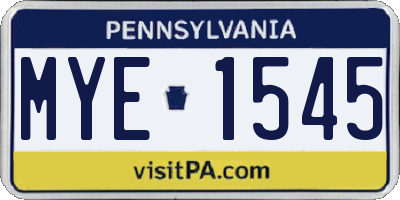 PA license plate MYE1545