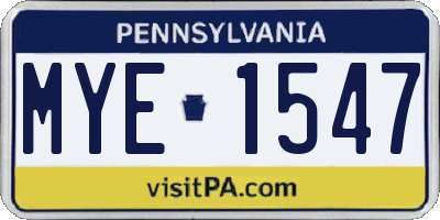 PA license plate MYE1547
