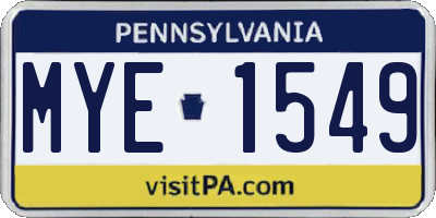 PA license plate MYE1549
