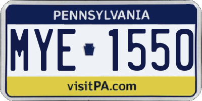 PA license plate MYE1550